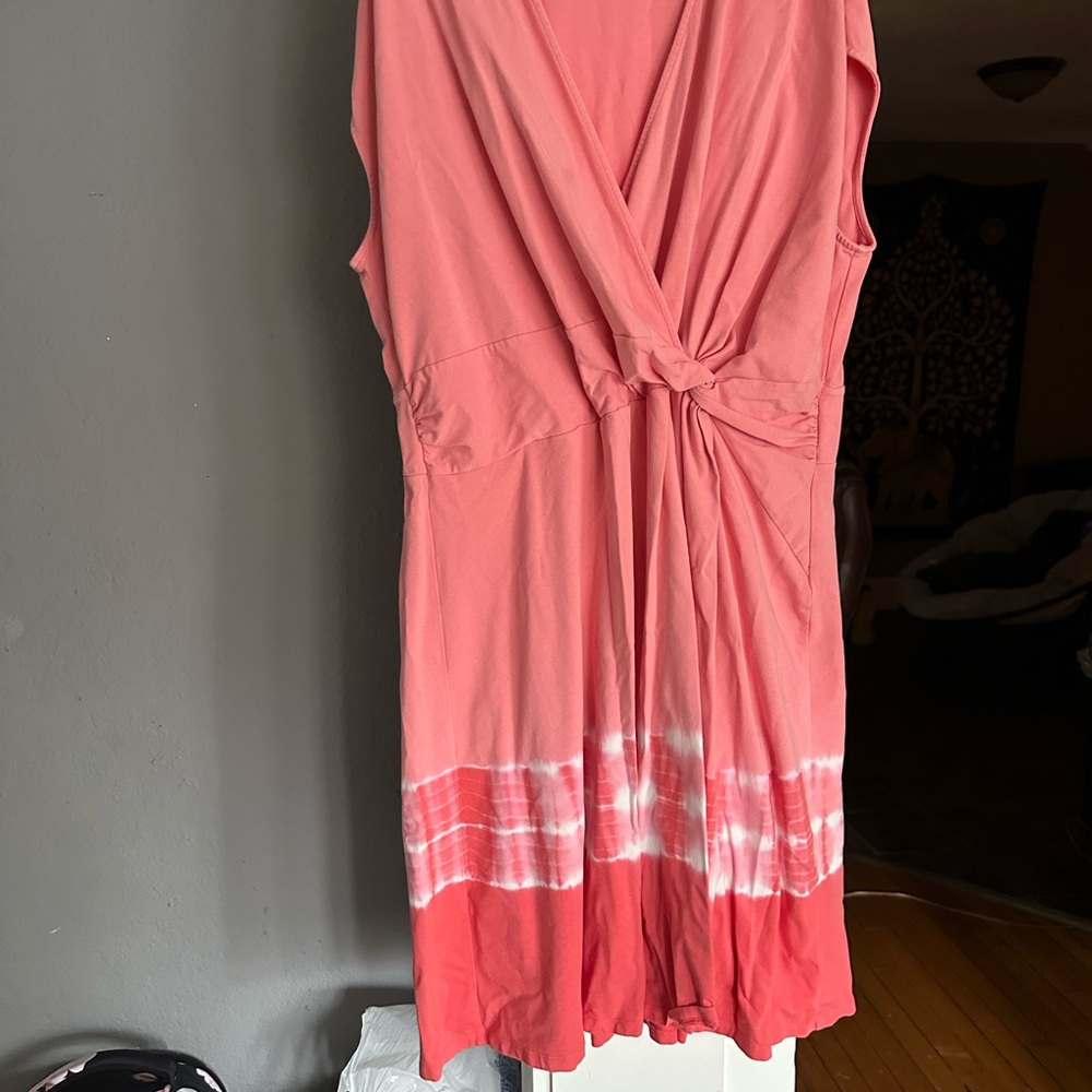 Coral Pink Tie-Dye Dress